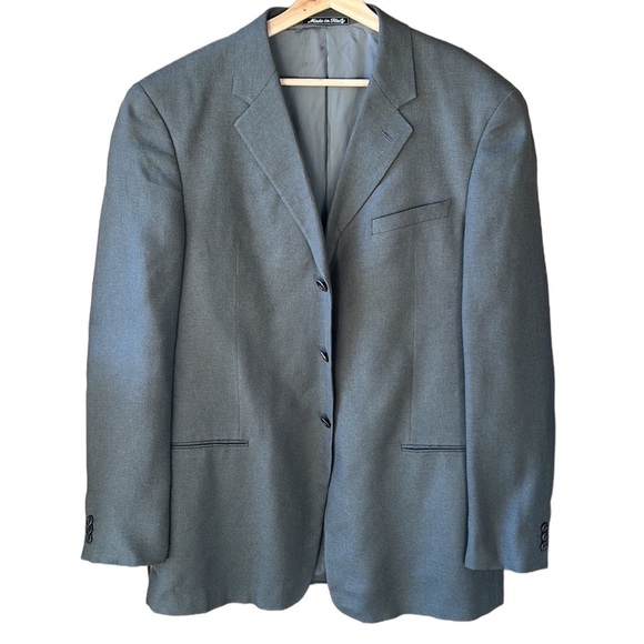 Armani Collezioni 100% Silk Gray Men’s Blazer Sports Jacket 43L - Picture 8 of 13